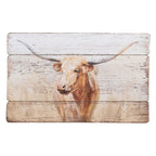 Schilderij 71x3x46 cm Beige Hout Koe Muurdecoratie