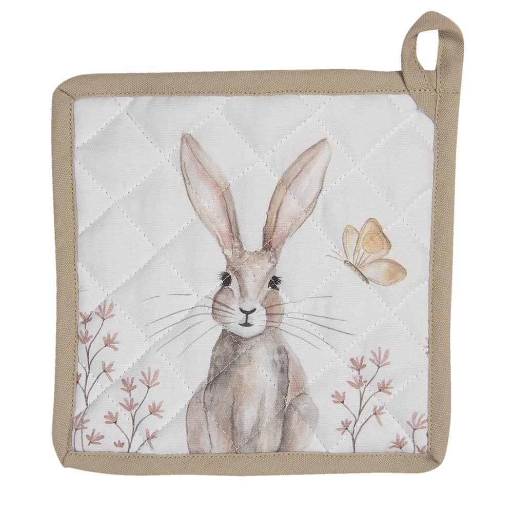 Pannenlap 20x20 cm Wit Bruin Katoen Konijn Afgiet Pannenlap