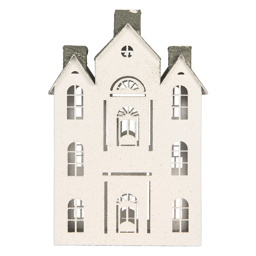 Decoratie Beeld Huis 25x15x47 cm Wit Metaal