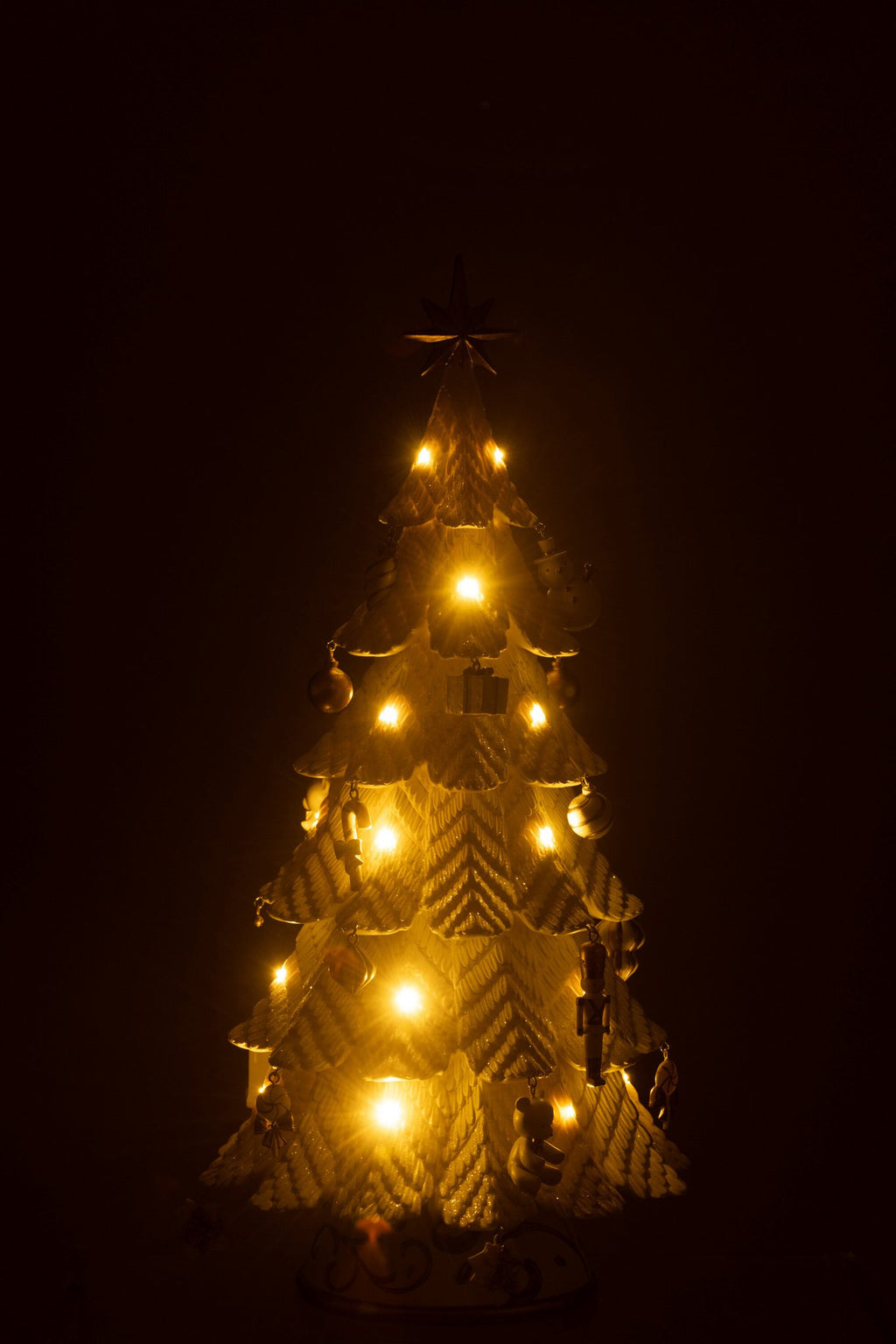 J-Line decoratie Kerstboom Ornamenten - polyresin - wit/goud - S - LED