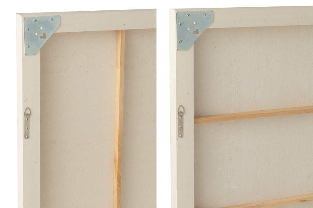 J-Line schilderij Gips - hout - wit - set van 2