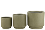J-Line bloempot Misty - keramiek - groen - set van 3 - Ø 37 cm