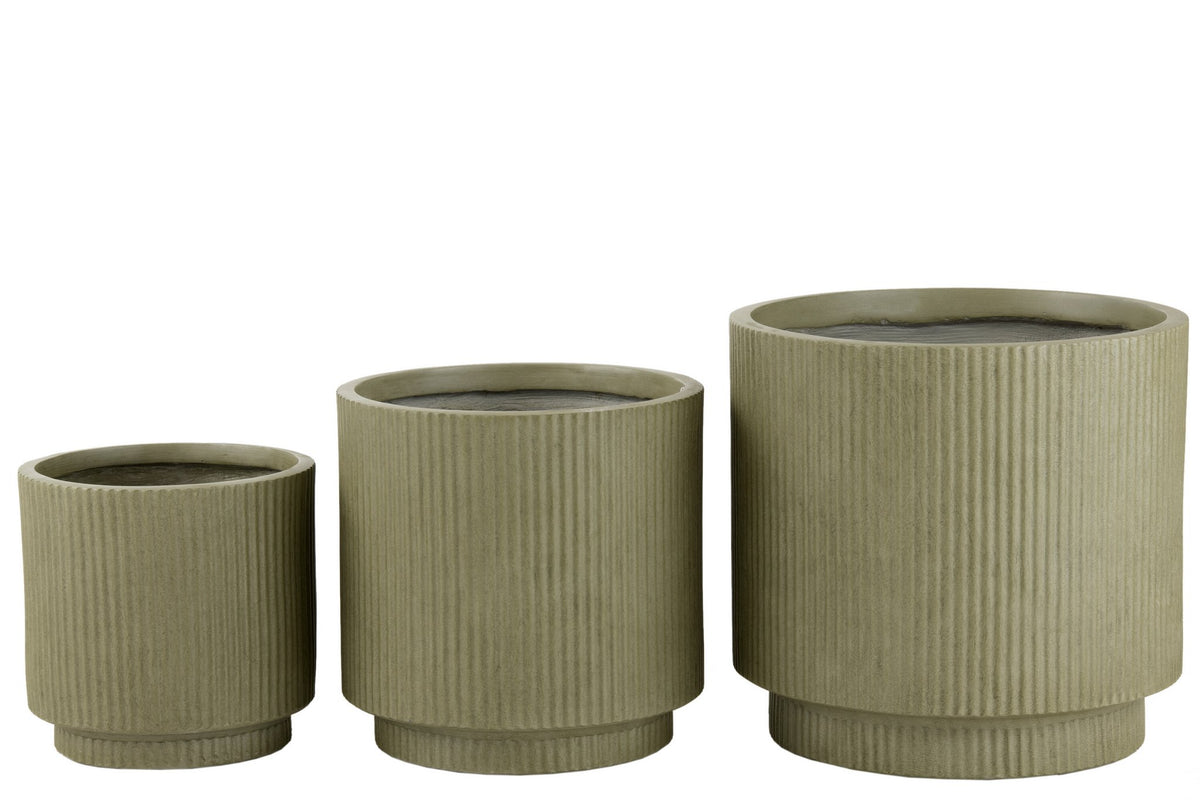 J-Line bloempot Misty - keramiek - groen - set van 3 - Ø 37 cm