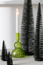 J-Line decoratie Kerstboom Glitter - kunststof - donkergroen - medium