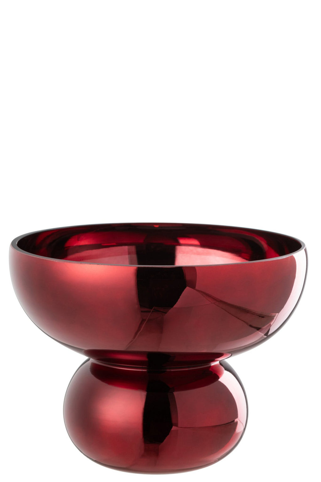 J-Line Windlicht Op Voet Afgerond Glas Donkerrood