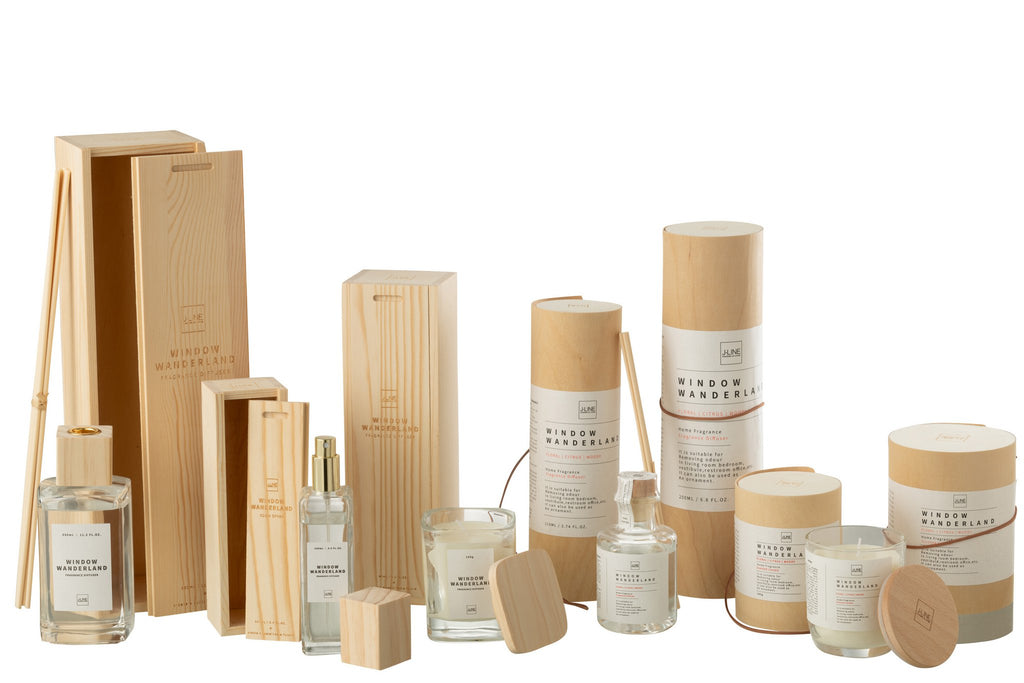 J-Line geurolie + stokjes Rond Window Wanderland - glas - L