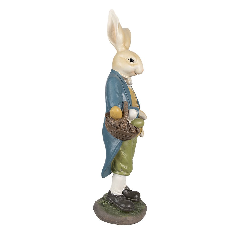 Beeld Konijn 38 cm Bruin Blauw Polyresin Paasdecoratie