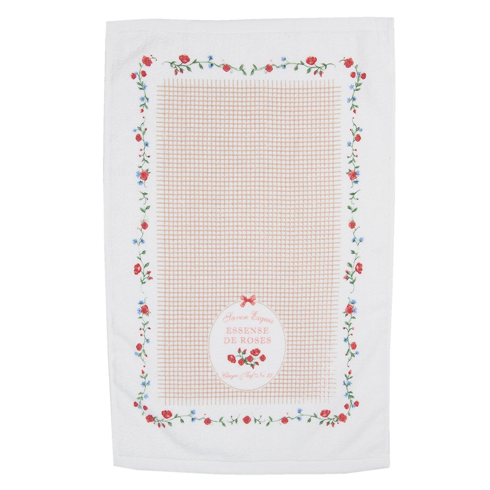 Gastendoekje 40x66 cm Wit Groen Katoen Rozen Toilet Handdoek