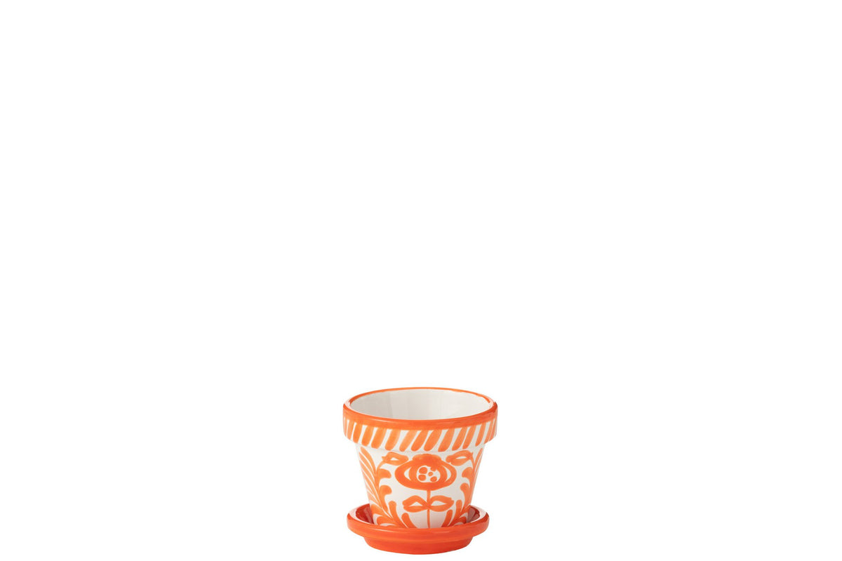 J-Line bloempot Granada - keramiek - oranje - extra small - Ø 17 cm