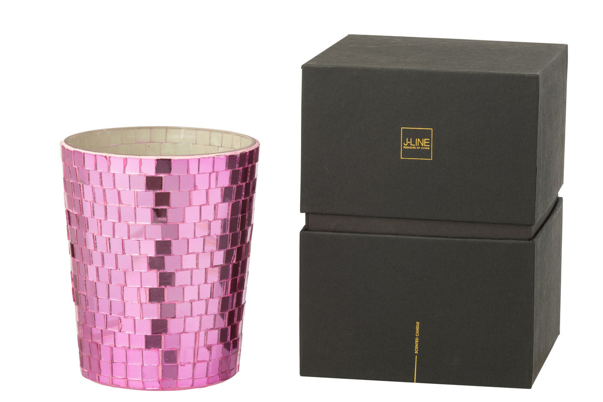 J-Line geurkaars Spiegel - glas - roze