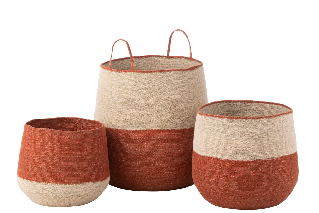 J-Line Set Van 3 Mand Zeegras Naturel/Terracotta
