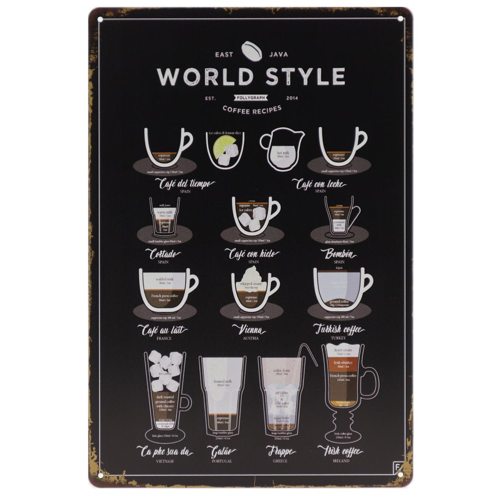 Wereldstijl Retro Wandbord 30x20