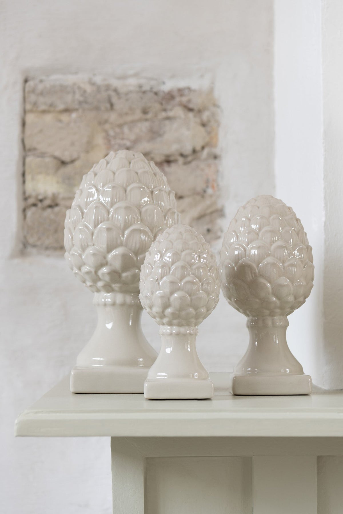 J-Line decoratie Dennenappel - porselein - beige - L