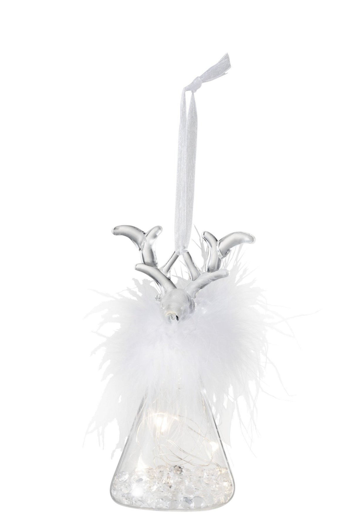 J-Line kersthanger Rendier - glas - transparant - S - LED