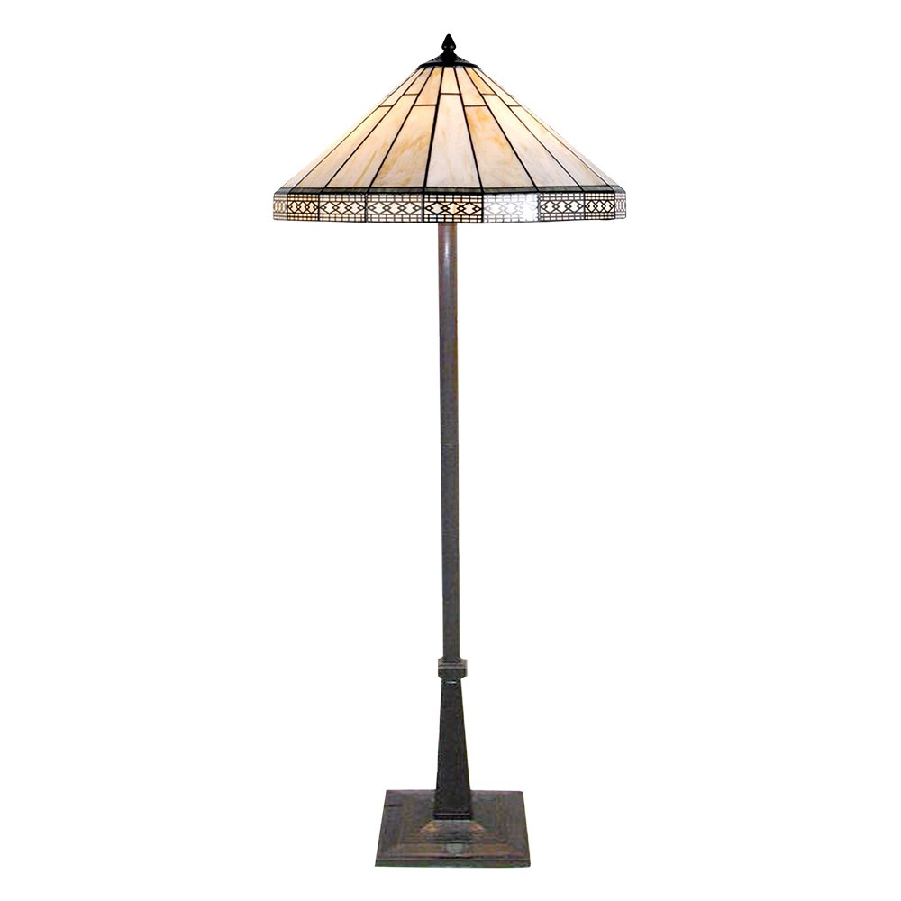 Tiffany Vloerlamp Ø 50x164 cm Beige Glas Staande Lamp