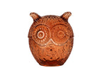 J-Line Decoratieve pot met uil - glas - bruin