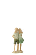 J-Line decoratie Kinderen Jongen + Meisje - polyresin - groen/ecru