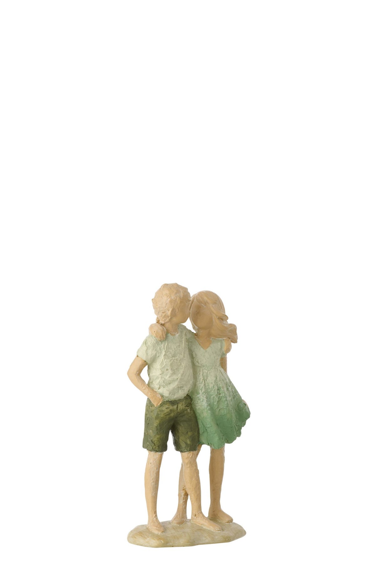 J-Line decoratie Kinderen Jongen + Meisje - polyresin - groen/ecru