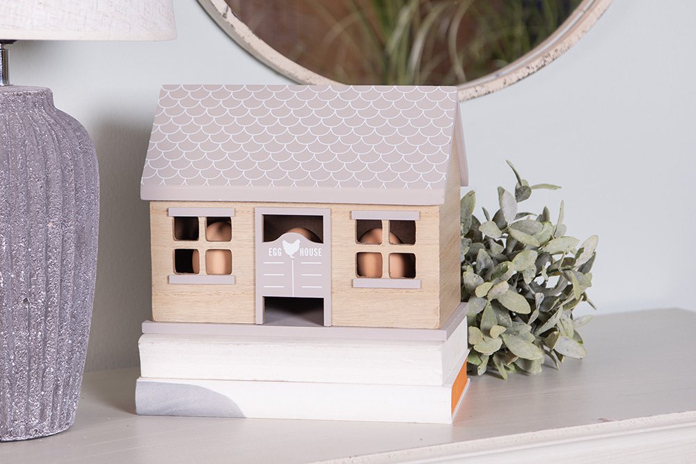 Eierkastje Huis 23x13x18 cm Bruin Hout Eierhouder