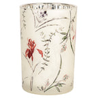 Theelichthouder Ø 12x18 cm Beige Glas Bloemen