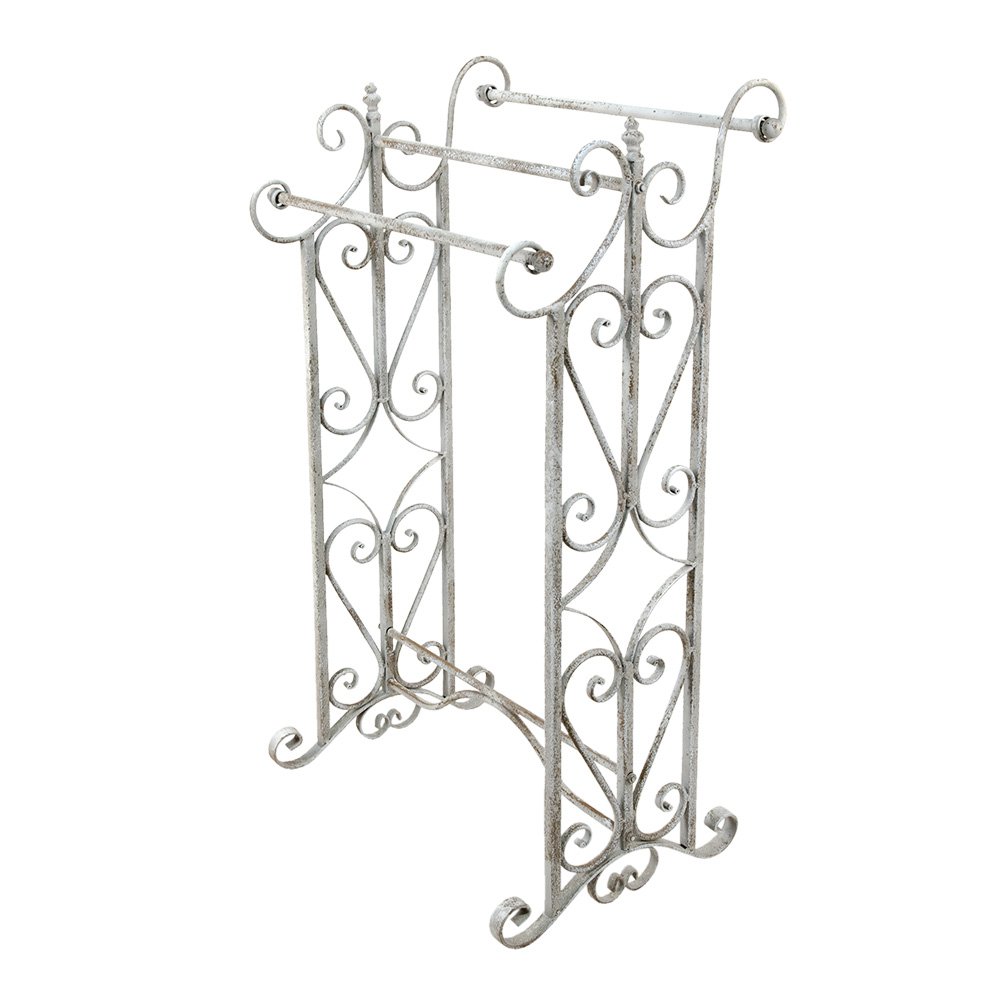 Handdoekenrek 48x36x89 cm Wit Grijs Metaal Handdoekhouder