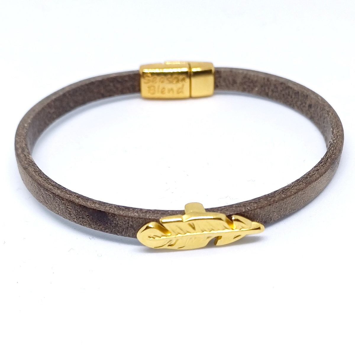 Semplice Plume 24K vergulde leren armband