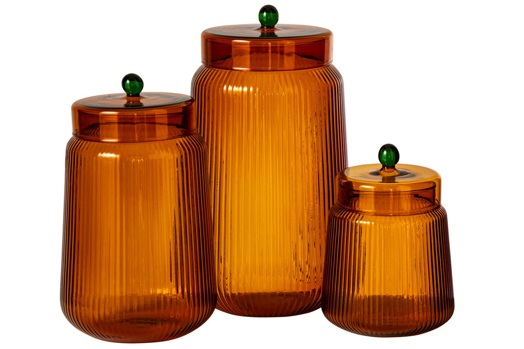 J-Line Voorraadpotten - glas - oranje/warmgeel - set van 3