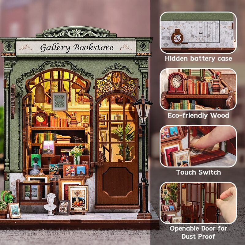 Cutebee, 3D DIY Huisje, Gallery Bookstore, CWGC214, 15,5x16,3x19cm