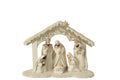 J-Line Kerststal - steen - lichtbeige/goud - large