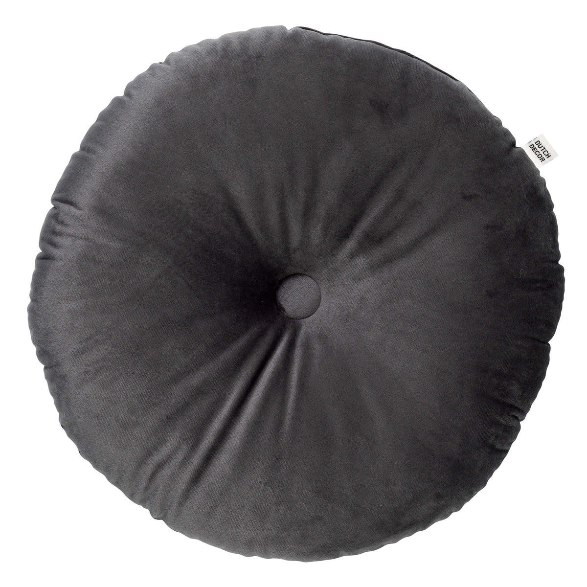 Dutch Decor Olly - Kussen Ø38 cm - Rond fluweel - Antraciet Grijs