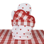 Broodmand Ø 15x16 cm Wit Rood Katoen Hartjes