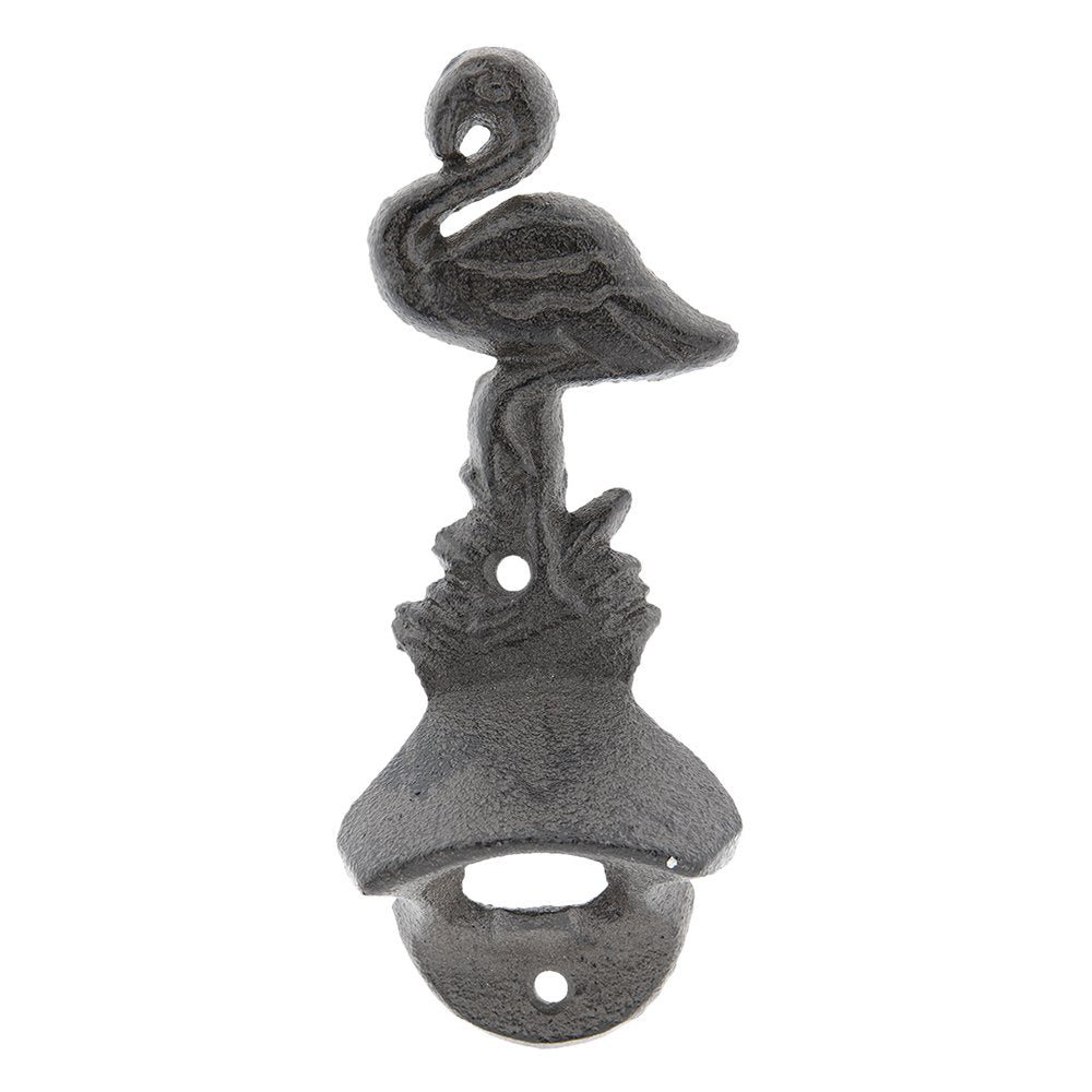 Flesopener 7x4x16 cm Bruin IJzer Flamingo Bieropener