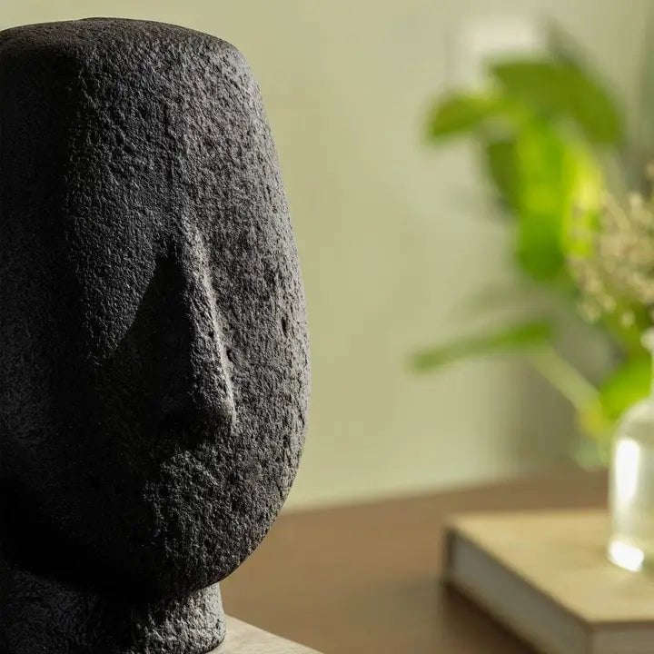 Modern gezichtssculptuur – Zwart Ecomix – Artistiek decoraccent