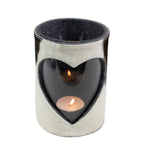 Windlicht koe hart zwart/wit 20cm