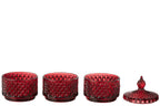 J-Line voorraadpot 3 lagen - glas - rood