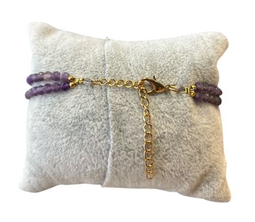 Damesarmband Amethist facet met Amethist connector kraal