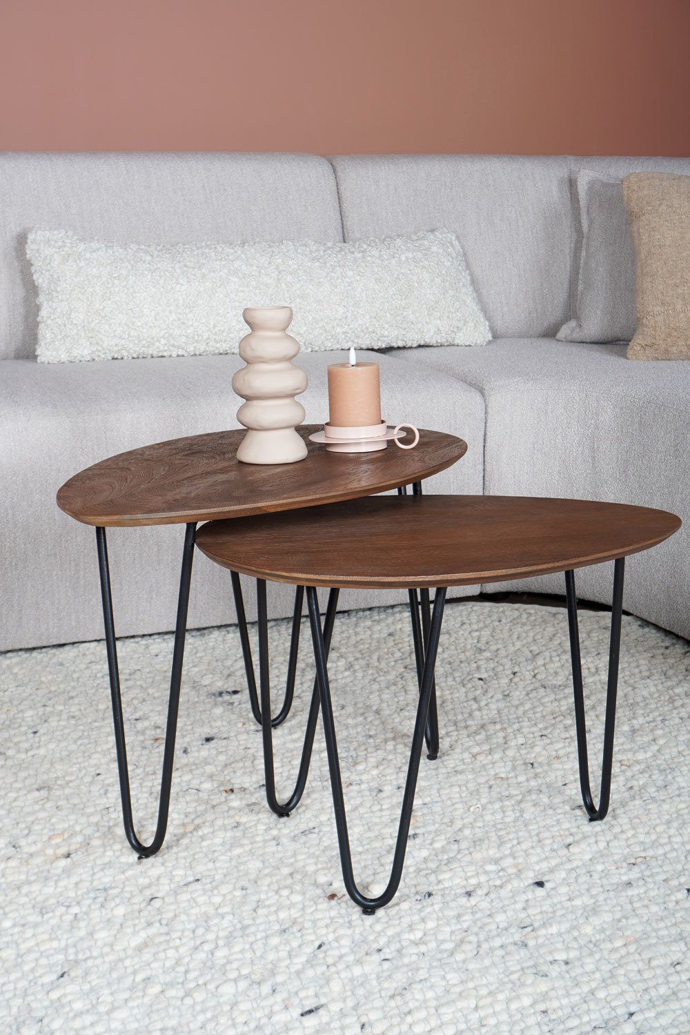 Salontafel Fabio - Espresso Mangohout - Set van 2