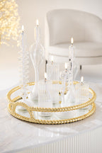 J-Line kaars - glas - transparant - L - LED lichtjes