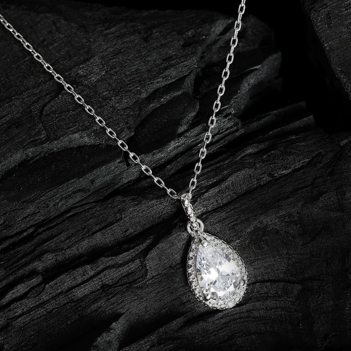 Sieradenset | Sterling zilveren hanger ketting CZ | Parel