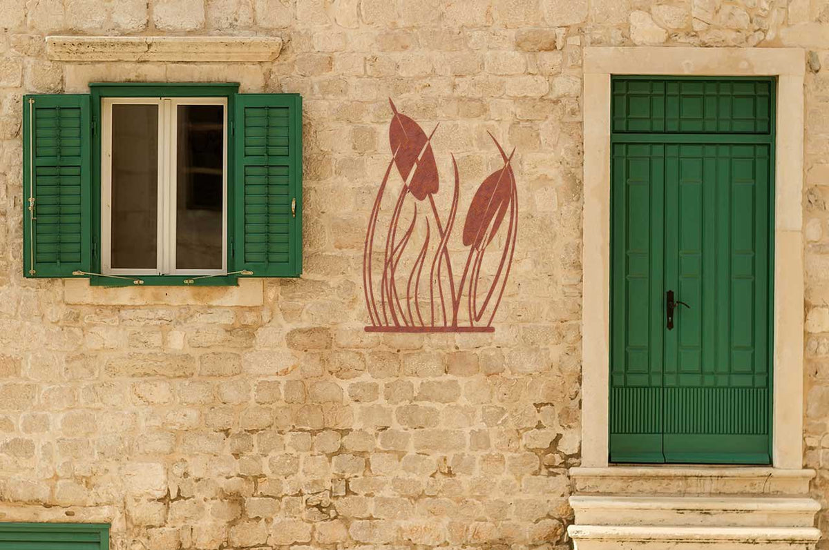 Pampagras roestmetaal wanddecoratie