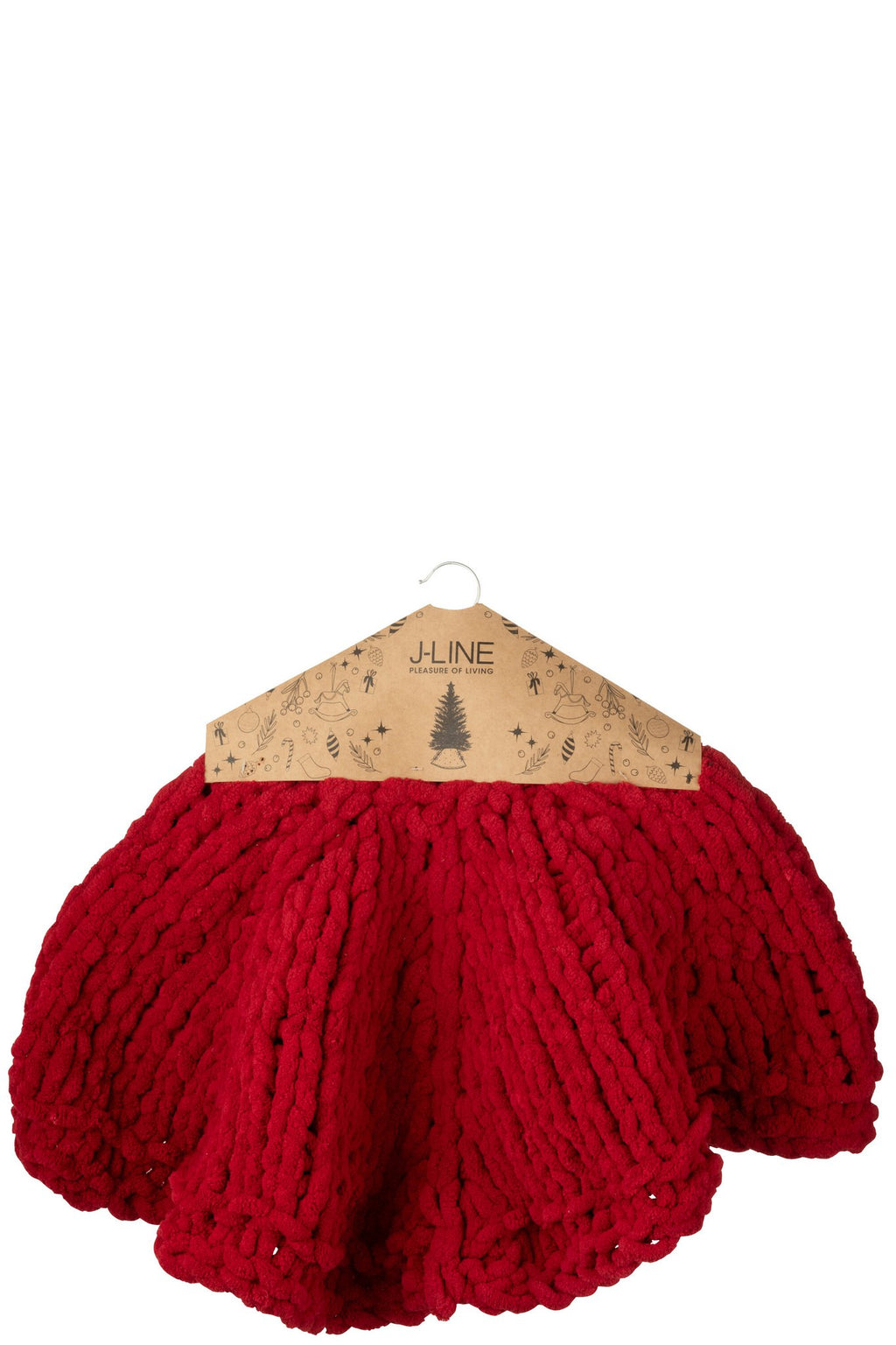 J-Line kerstboom rok Gebreid - polyresin - rood