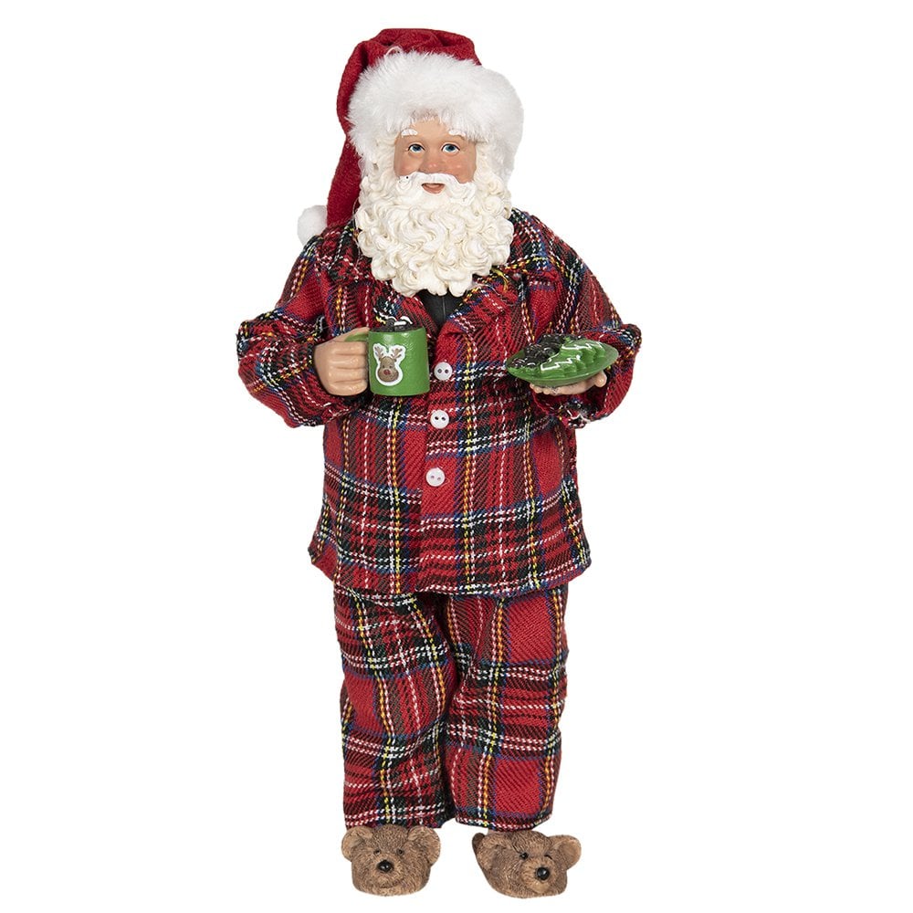 Beeld Kerstman 28 cm Rood Groen Textiel Beeld