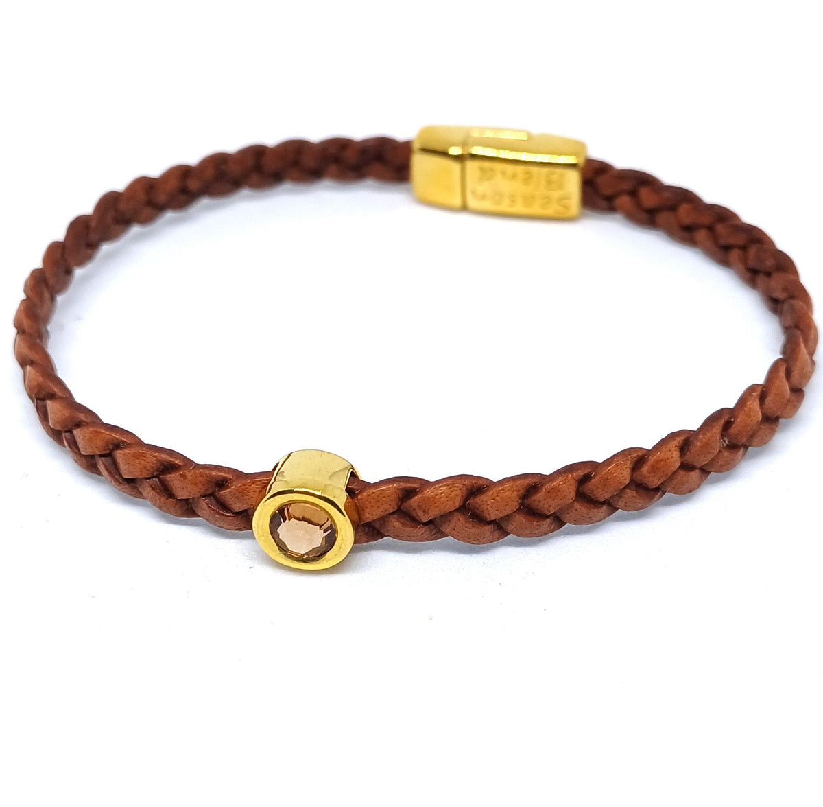 Shorty gevlochten leren armband 24K verguld