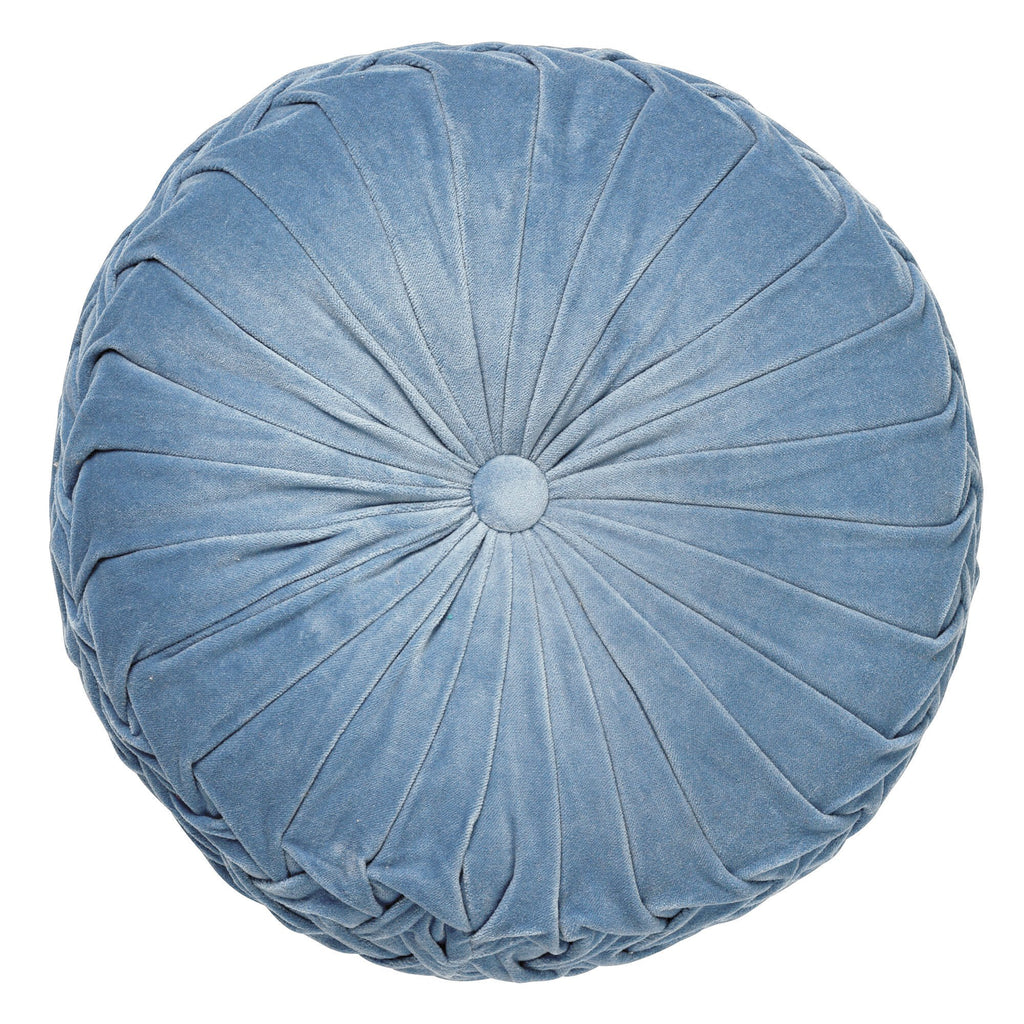 Dutch Decor Kaja - Kussen Ø40cm - Rond - Fluweel - Provinciaal Blauw - Blauw