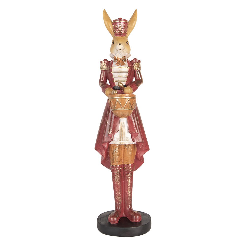 Decoratie Beeld Konijn 48 cm Beige Rood Kunststof