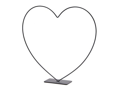 Metalen hart op voet 25cm zwart