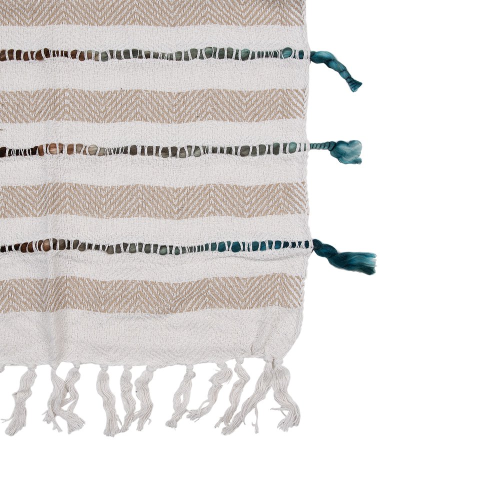 Plaid 125x150 cm Beige Katoen Strepen Deken