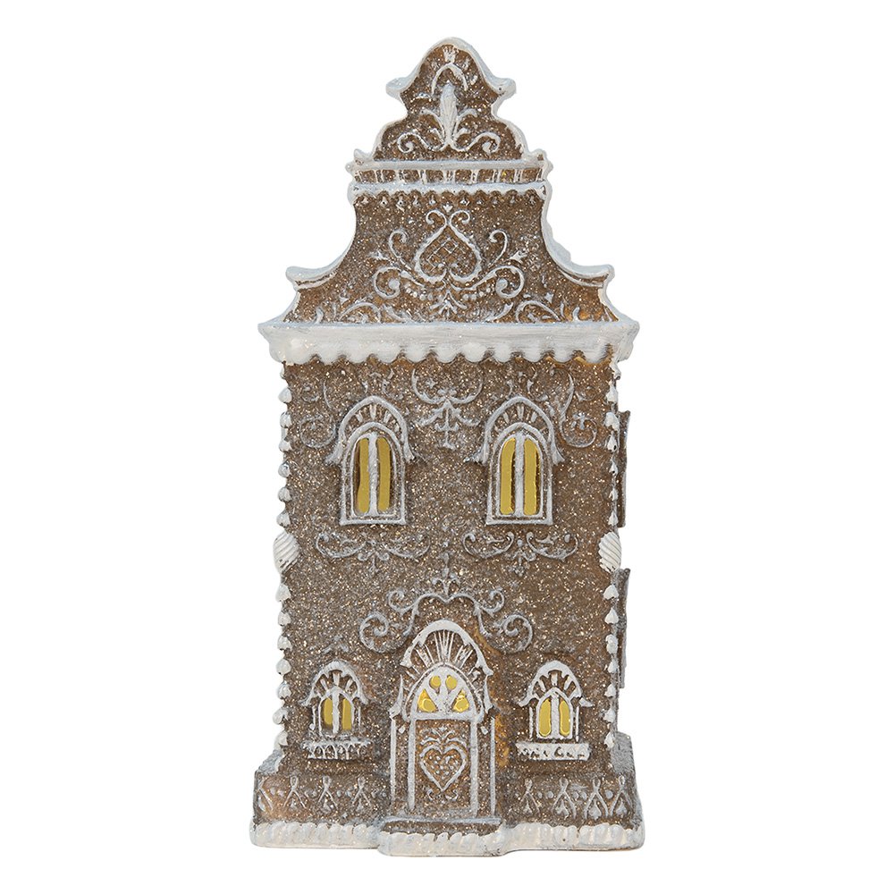 Gingerbread house met LED 12x11x25 cm Bruin Kunststof