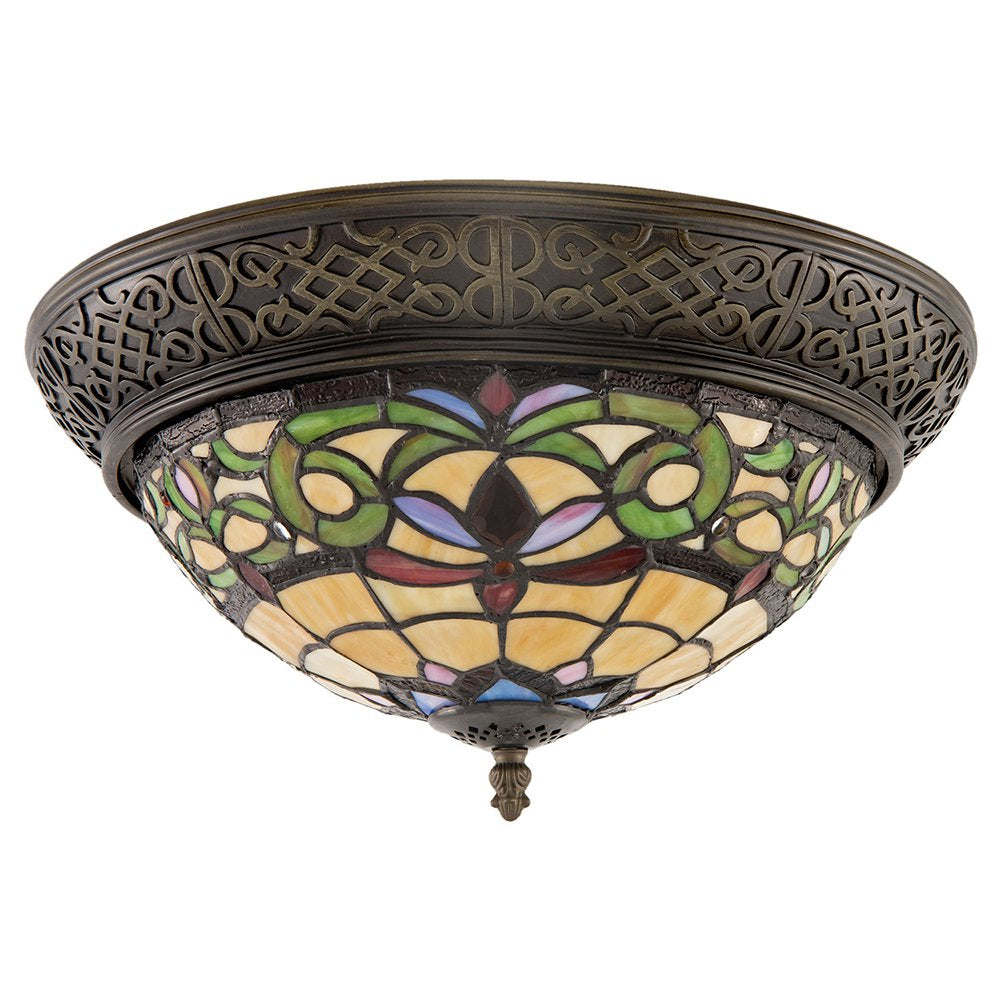 Plafondlamp Tiffany Ø 38x20 cm Geel Glas Plafonniere