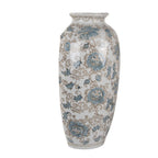 Vaas 19x10x38 cm Wit Blauw Keramiek